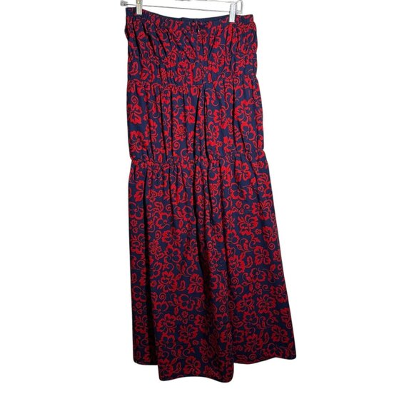 Sundry Anthropology Womens Red & Navy Floral Tiered Maxi Skirt Aloha Floral sz 2 - Picture 3 of 7